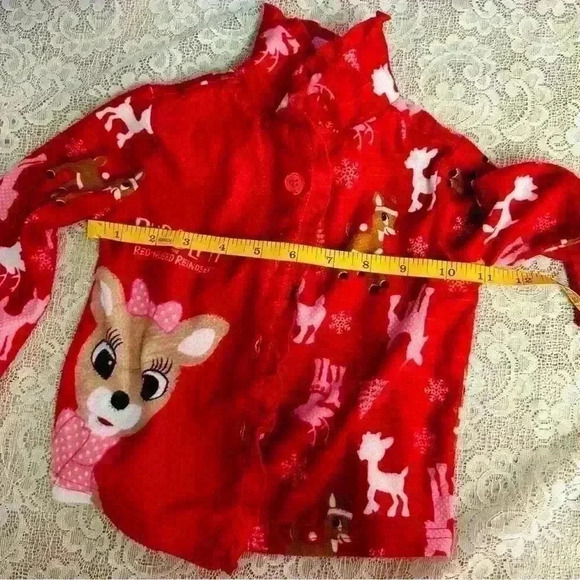 Rudolph the red nosed reindeer Clarice fleece pajamas. Christmas pajamas sz 12M - Picture 8 of 12
